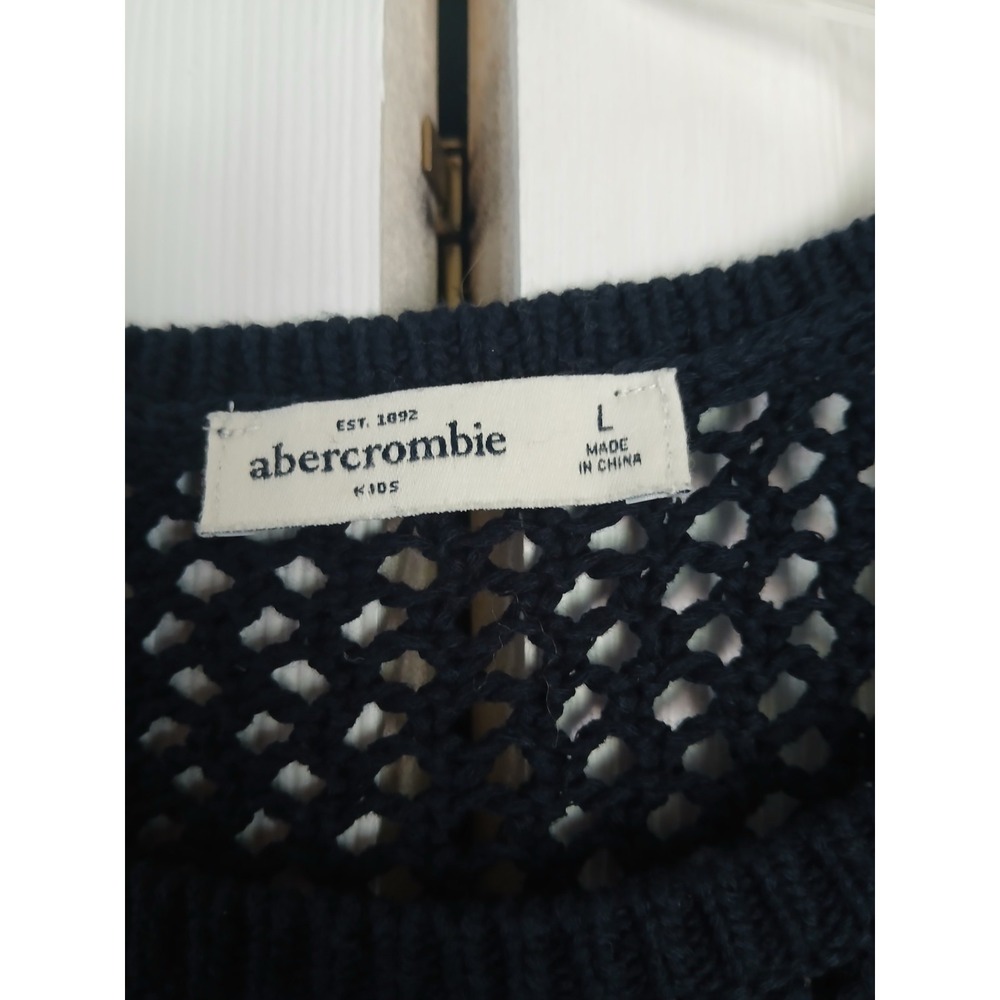 Abercrombie & Fitch Short Sleeve Sweater Womens Crochet Knit Old Money Capsule L - Picture 2 of 4
